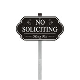 Heavy-Duty Metal No Soliciting Sign – 14" x 7" Aluminum Yard Sign with 28" Stake